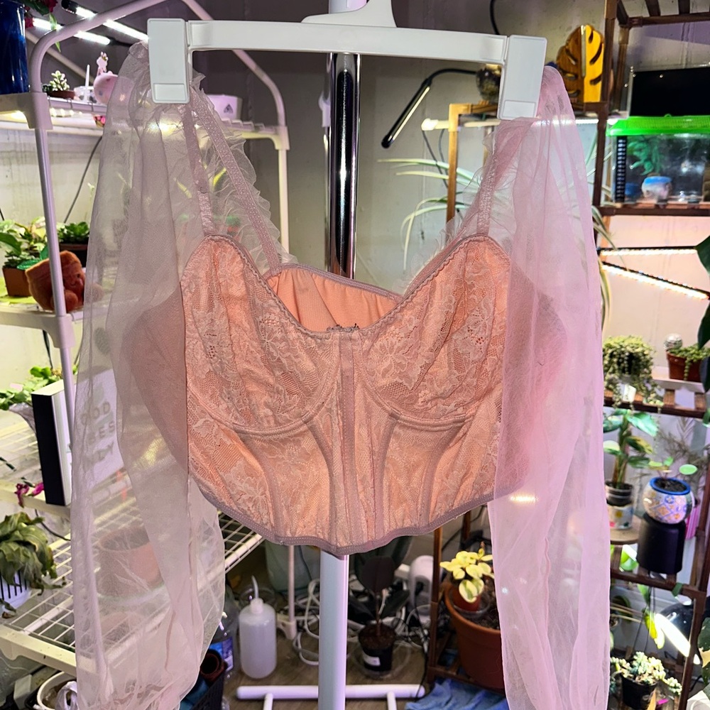 Elegant Pink Lace Bustier